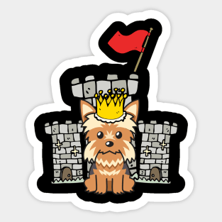 Funny yorkshire terrier is the king of the castle Sticker